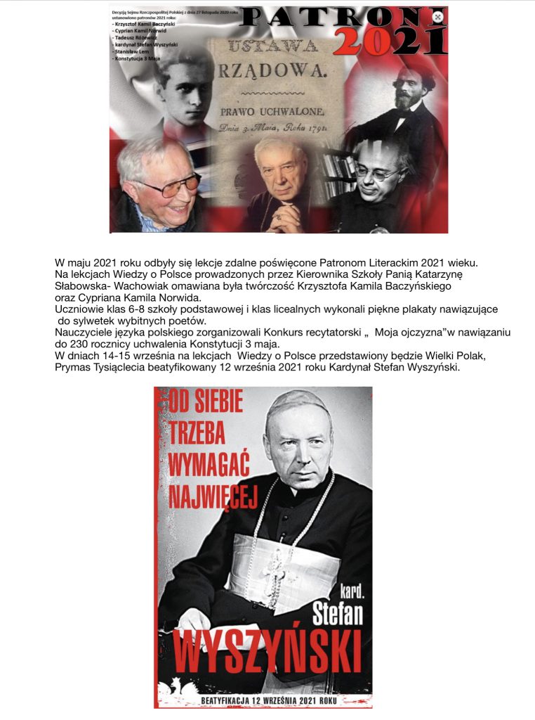PATRONI LITERACCY 2021 W SZKOLE POLSKIEJ IM. BOHATERÓW NARWIKU PRZY AMBASADZIE RP W OSLO
