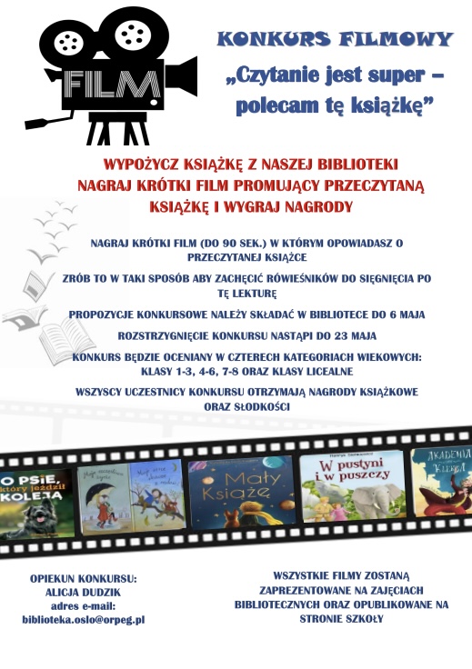 Konkurs filmowy „Czytanie jest super – polecam tę książkę”
